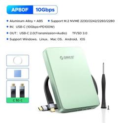 Boitier Magsafe pour SSD M.2 NVMe Apple Android PC-AP80F Vert