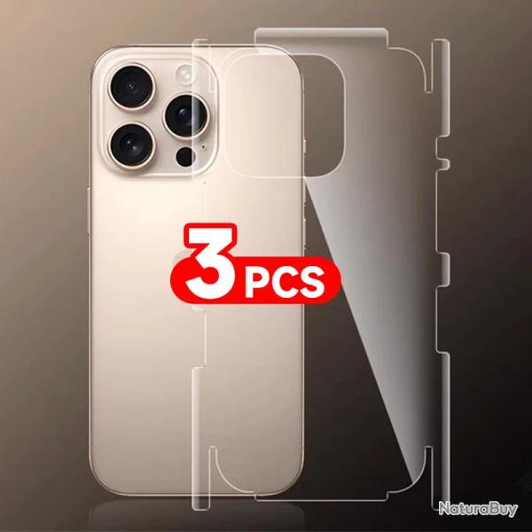 3 Film Hydrogel Protection Dos Arriere pour iPhone-iPhone 17