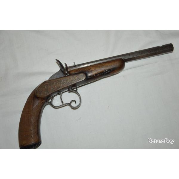 PISTOLET SYSTEME FLOBERT CALIBRE 6 MM ANNULAIRE-PISTOLET DE SALON-EPOQUE SECOND EMPIRE