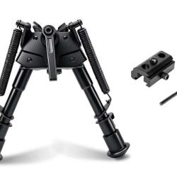 Bipied pivotant m&eacute;tal 6-9" avec adaptateur rail Picatinny / grenadi&egrave;re  Bipied tactique robuste en m