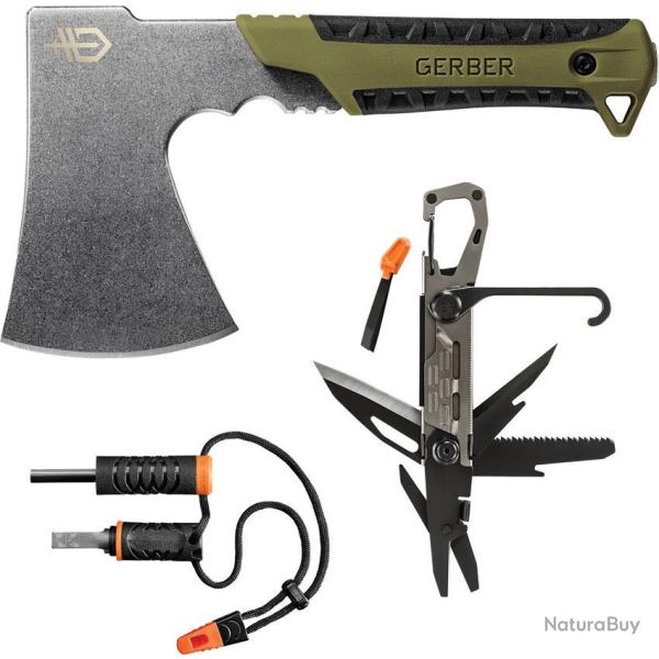 Kit de camping Gerber avec hachette, pince et allume feu