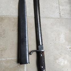 Ba&iuml;onnette allemande ww1 Sg98 05 &agrave; scie fabrication Mauser W18