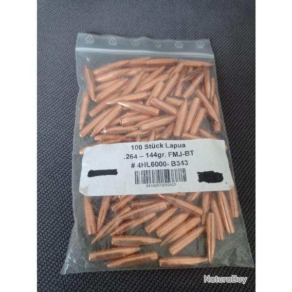 Ogives Lapua .264 - 144gr FMJ-BT