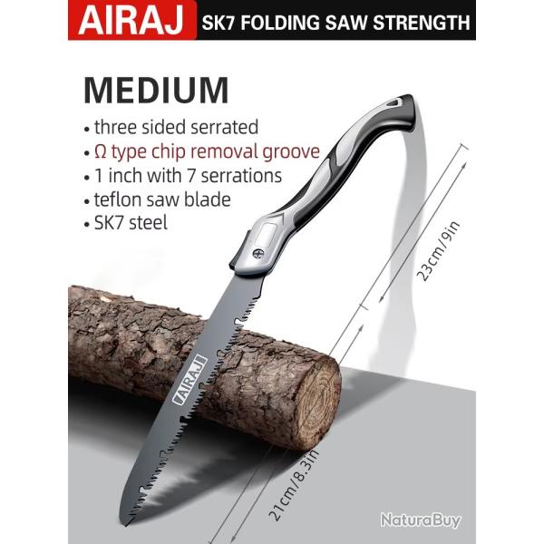 Scie pliante AIRAJ, scie � m�taux pliante multifonction pour le travail du bois, coupe-branches