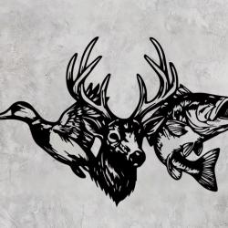 D&eacute;coration murale en m&eacute;tal Chasse P&ecirc;che