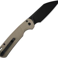 Couteau Pliant CJRB Large Pyrite Light Lame AR-RPM9 Manche G10 Noir/Bleu PVD Button Lock J1945LBDE