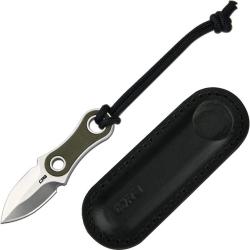 Couteau Fixe CJRB Knap Lame AR-RPM9 sand polish Manche G10 vert Etui Cuir J1940GN