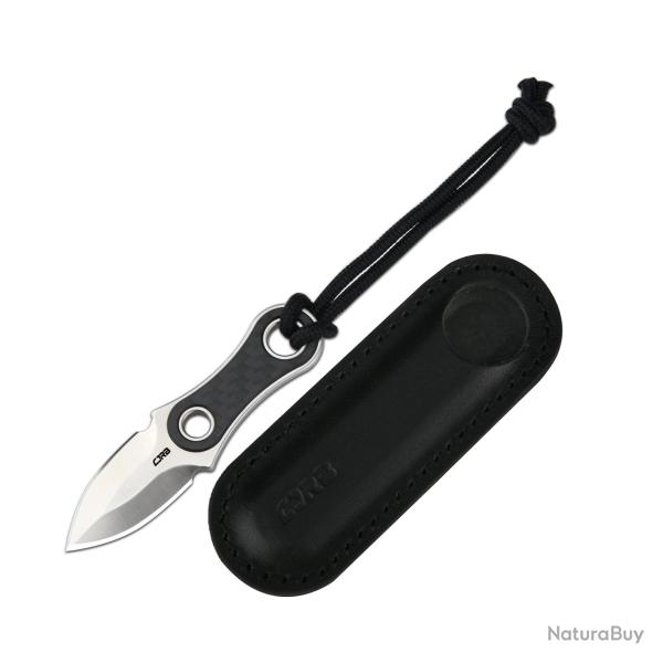 Couteau Fixe CJRB Knap Lame AR-RPM9 sand polish Manche Fibre de carbone Etui Cuir J1940CF