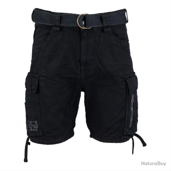 Short Cargo 100% Coton - 7 Poches | Randonn�e & Outdoor (Noir) - L