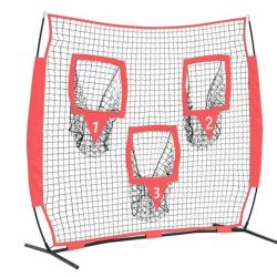 Filet entra&icirc;nement baseball polyester noir 214,5x89,5x181 cm avec sac transport