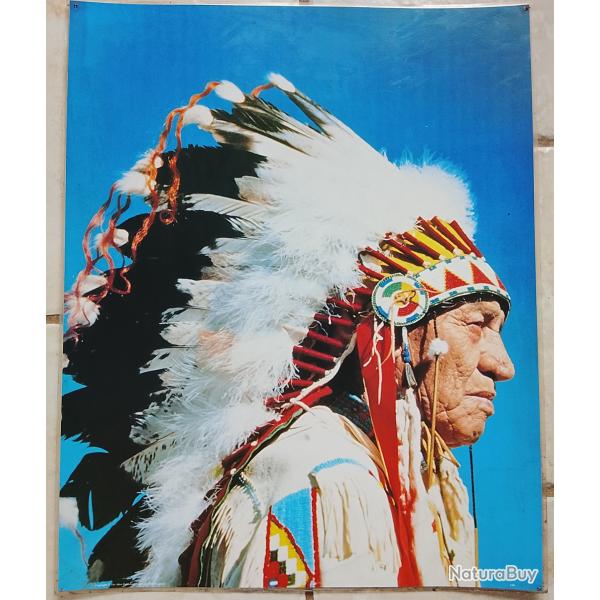 Poster portrait am�rindien avec coiffe