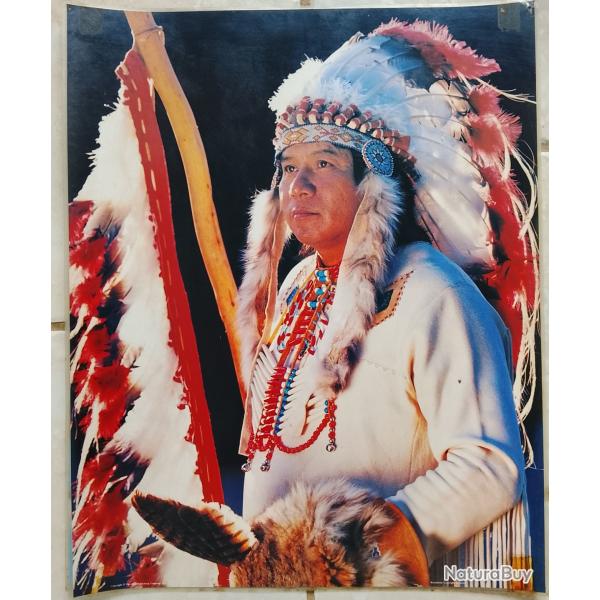 Poster portrait am�rindien avec coiffe (2)