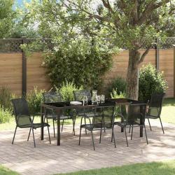 Ensemble de salle &agrave; manger pour jardin 7 pcs Noir