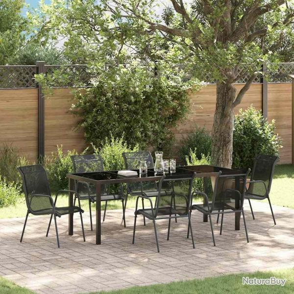 Ensemble de salle � manger pour jardin 7 pcs Noir