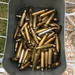 93 Douilles calibre 22-250 tir&eacute; 1 fois