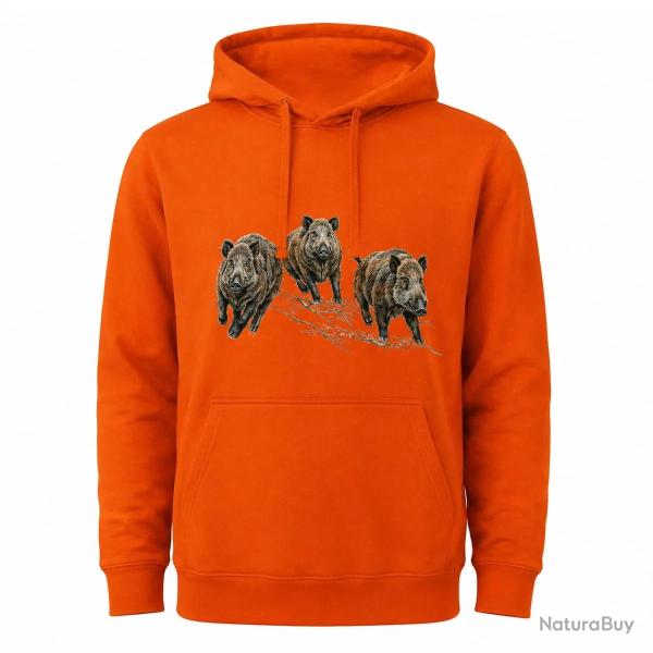 Sweat � capuche orange sangliers Bartavel Taille M � 3XL 3XL