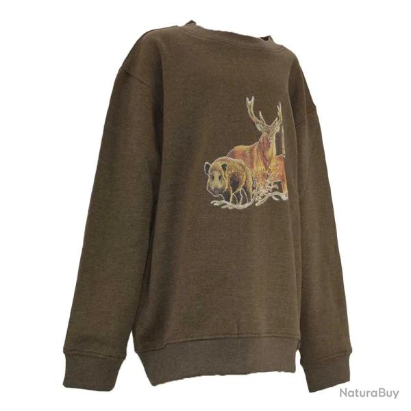 Sweat enfant grands animaux coton polyester kaki 6 � 14 ans Taille 6