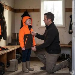 Veste enfant imperm&eacute;able Ridge polyester orange vert 6 &agrave; 16 ans