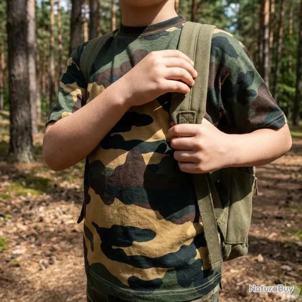 T shirt enfant double piquage 100 coton camo CE 4 � 14 ans