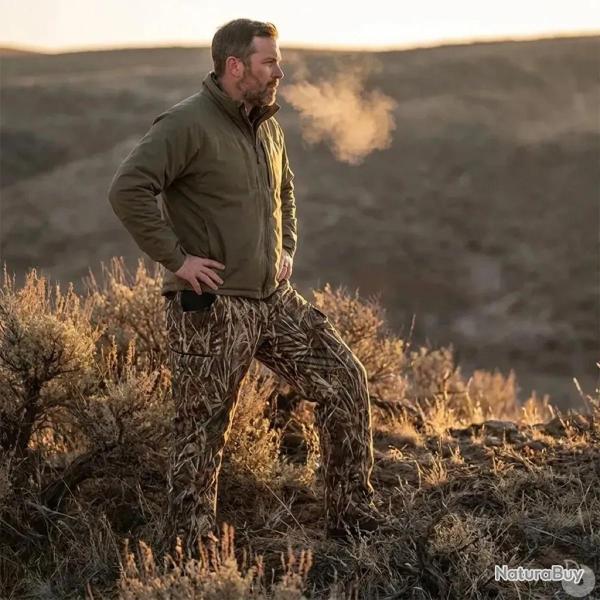 Pantalon chaud Treeland Duck Pant polaire camo roseaux 52