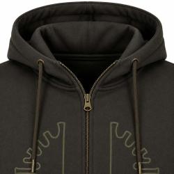 Sweat capuche Ultra full zip coton s&eacute;rigraphi&eacute; vert kaki S &agrave; 2XL