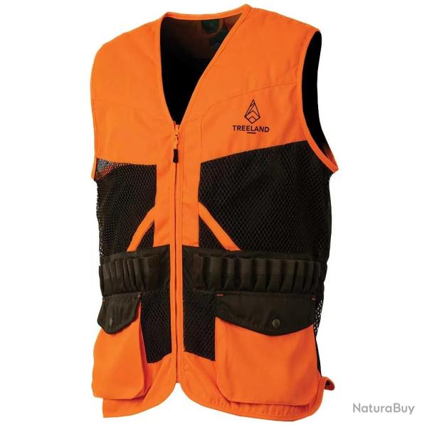 Gilet Treeland orange d�perlant 20 cartouchi�res polyester coton XL