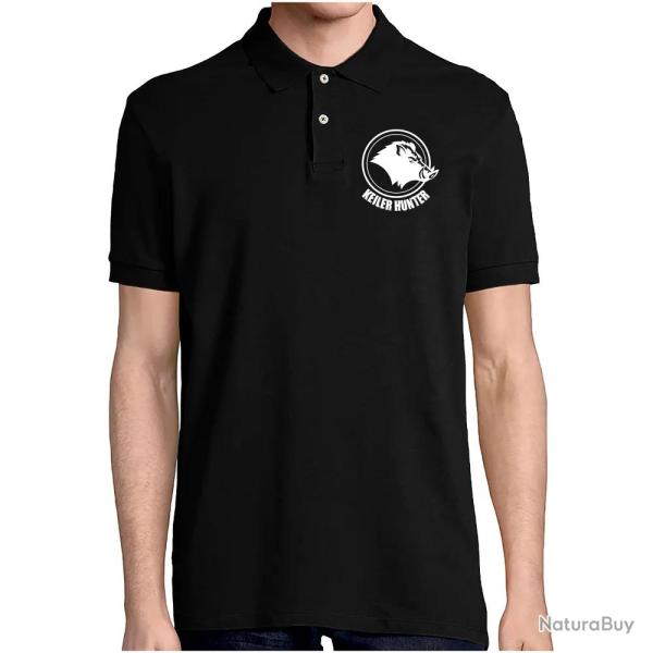 Polo Keiler Hunter noir manches courtes logo 2