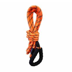 Longe r&eacute;fl&eacute;chissante orange nylon avec poign&eacute;e et mousqueton 15m