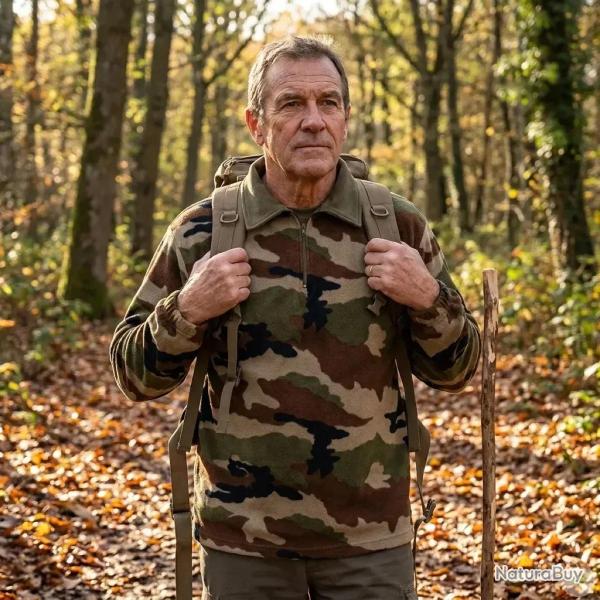 Chemise F1 Polaire Camo Polyester 220g m� Col Zipp� Coton