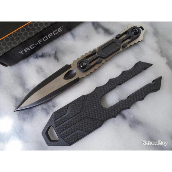 Couteau De Botte Dague Tac Force Lame Acier 3Cr13MoV Manche ABS Vert Etui Abs 24GN
