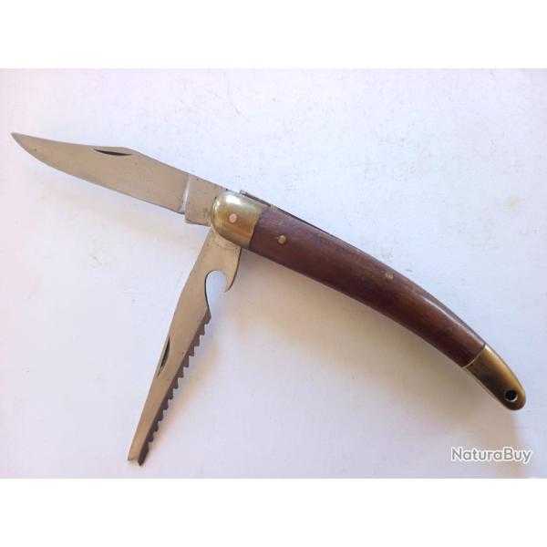 Couteau pliant une lame lisse et une lame de scie. 2 Lames
