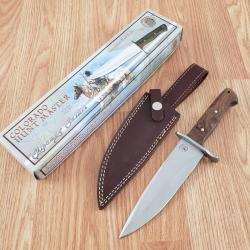 Couteau de Trappeur Chasse Frost Cutlery Colorado Lame Acier Inox Manche Bois Etui CUir 11DW