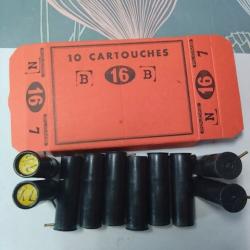 boite de 10 cartouches cal 16 a broche etui plastic.