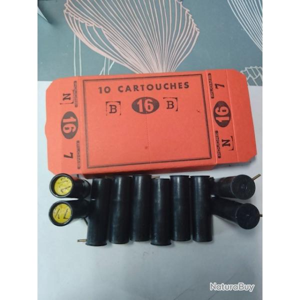 boite de 10 cartouches cal 16 a broche etui plastic.