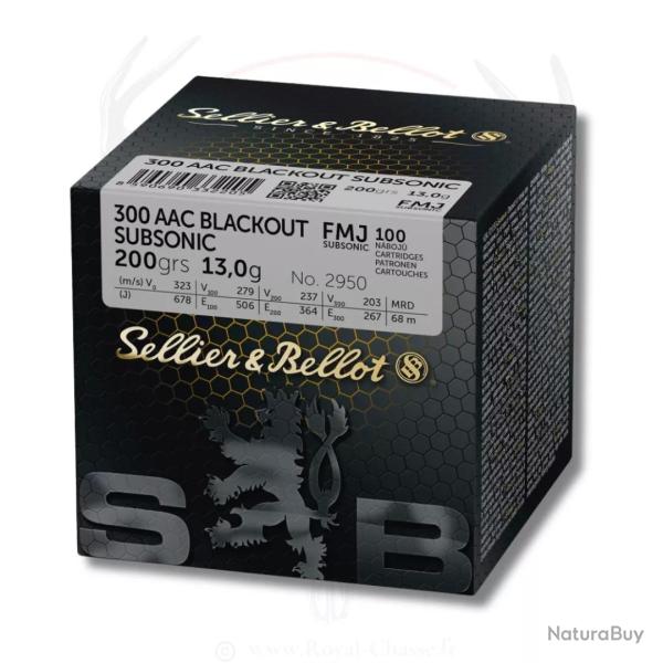 100 balles VRAC FMJ SUBSONIC Cal.300BLK 200Grs S&B