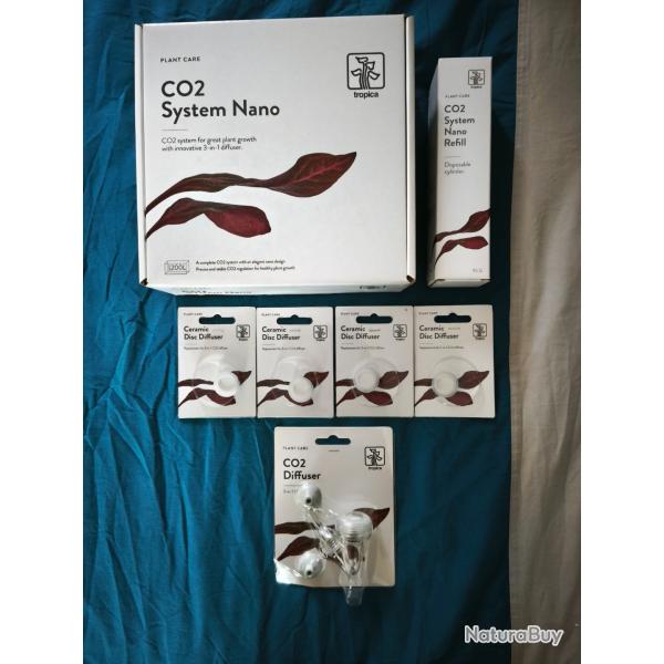 Kit CO2 Aquarium Tropica System Nano + Recharge et Diffuseurs - Neuf