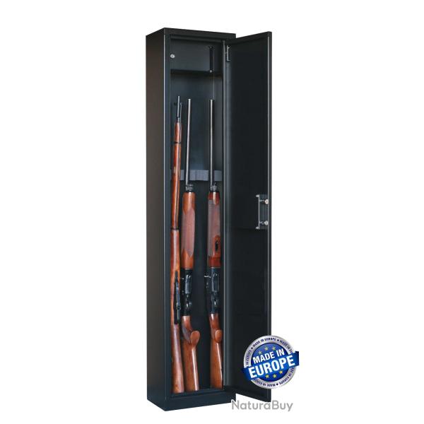 Armoire Forte 5 Fusil Arme Longue Carabine Chasse Coffre Fort Rangement Interieur Serrure Cl� Neuf