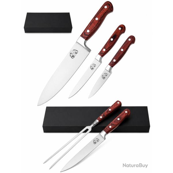 Coffret Couteaux BBQ Manche Bois - 5 Pi�ces