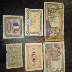LOT de 5 billets de banque France 1920-1969.