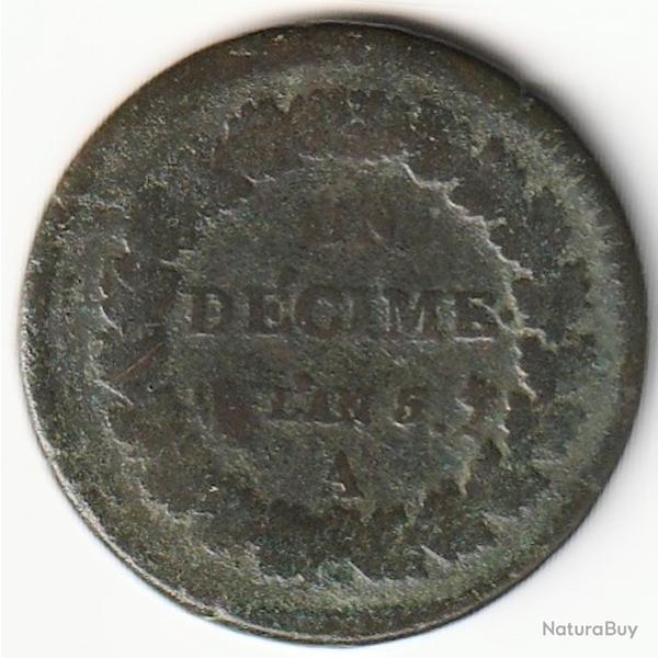 Pi�ce de Monnaie France d�cime Dupr� Grand module       un D�cime An 5 A