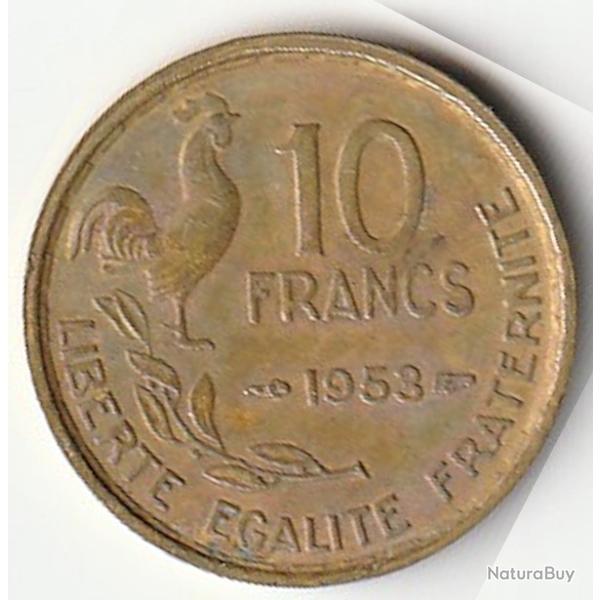 Pi�ce de Monnaie France  10 francs Guiraud 1953