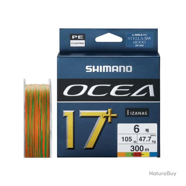 Tresse Shimano Ligne Ocea 17+ Multicolor 300m PE 6 47,7kg