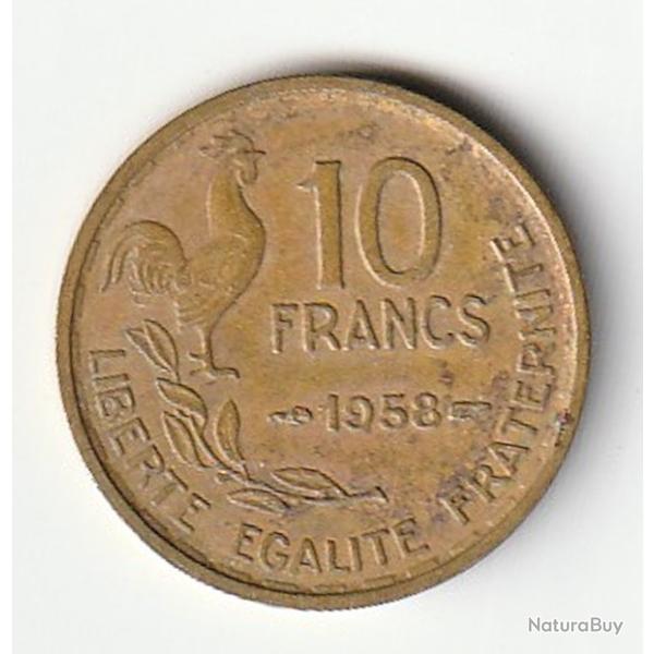 Pi�ce de Monnaie France  10 francs Guiraud 1958
