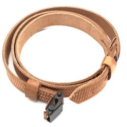Bretelle de fusil Mauser 98K en cuir naturel quadrill&eacute;