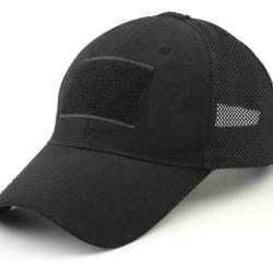 Casquette Noir velcro en fa&ccedil;ade - Filet