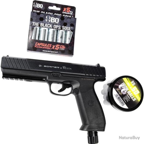 Pack Pr�t � Tirer Vesta Defense PISTOLET PDW50 C50 + 100 Munitions RazorGun Iron Balls + 5 cartouche