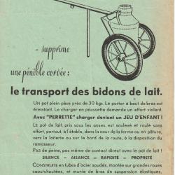 France Rare Feuillet Publicitaire Brouette a Lait PERRETTE 1954 Maison PH Pilter Paris  Agriculture