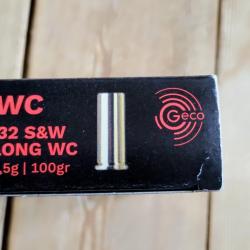 .32 S&W long GECO 100gr wad cutter boite 50
