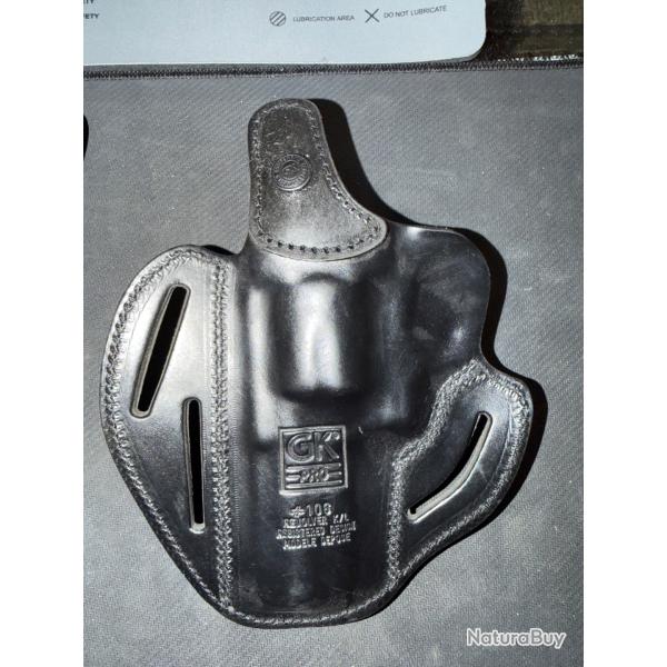 Holster GK cuir noir revolver smith et Wesson K/L