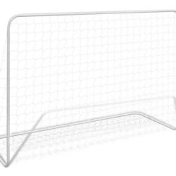 But football acier blanc 182x61x122 cm avec filet r&eacute;sistant intemp&eacute;ries